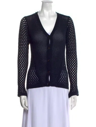 Pre-owned Safiyaa Patterned V-neck Sweater W/ Tags In Blue