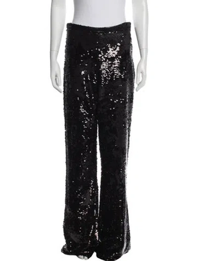 Pre-owned Safiyaa Patterned Wide Leg Pants In Black