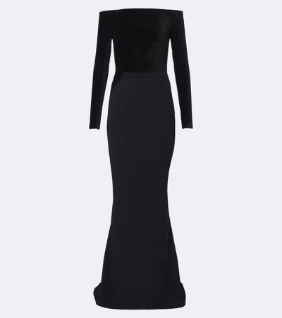 Safiyaa Pazienza Crêpe And Velvet Gown In Black