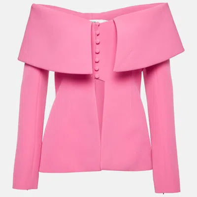 Pre-owned Safiyaa Pink Heavy Crepe Off-the-shoulder Ainsley Jacket S