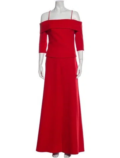 Pre-owned Safiyaa Pleated Accents Pant Set In Red