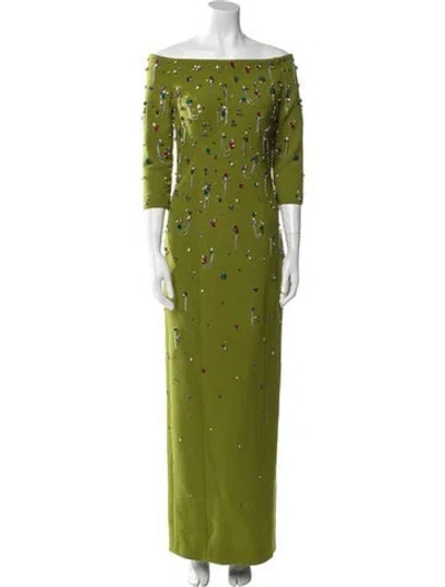 Pre-owned Safiyaa Printed Long Dress W/ Tags In Green