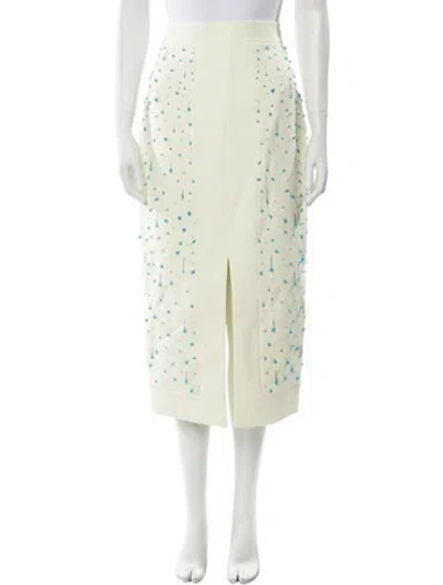 Pre-owned Safiyaa Printed Midi Length Skirt In Yellow