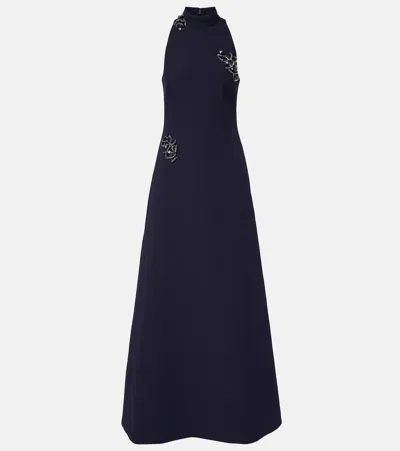 Safiyaa Priscilla Embellished Crêpe Gown In Blue