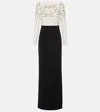 Safiyaa Racha Embroidered Gown In Ivory With Multi-brights On Bl