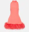 Safiyaa Ratana Feather-trimmed Crêpe Minidress In Orange