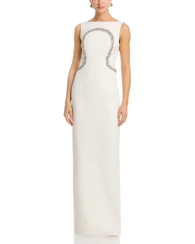 Safiyaa Riley Boat Neck Open Back Gown In White