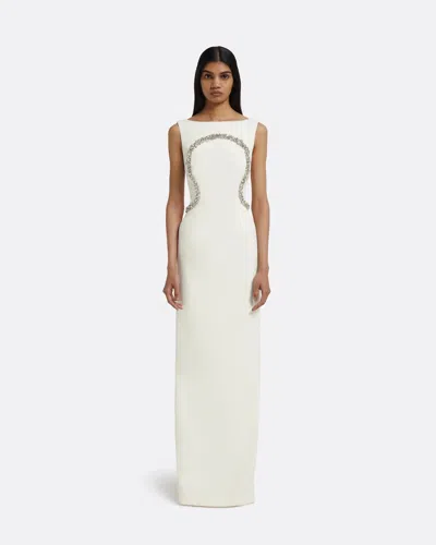 Safiyaa Riley Boatneck Gown In Ivory In White