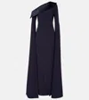 Safiyaa Rinoa Caped Crépe Gown In Blue