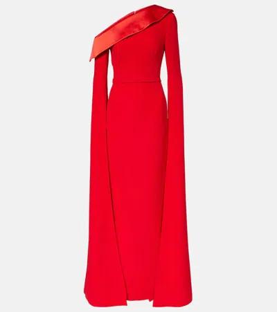 Safiyaa Rinoa Caped Crépe Gown In Red