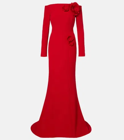 Safiyaa Rory Floral-appliqué Crêpe Gown In Red