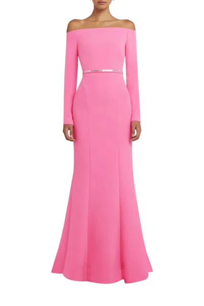 Safiyaa Rory Long Dress With Mirror Belt In Aurora In Pink