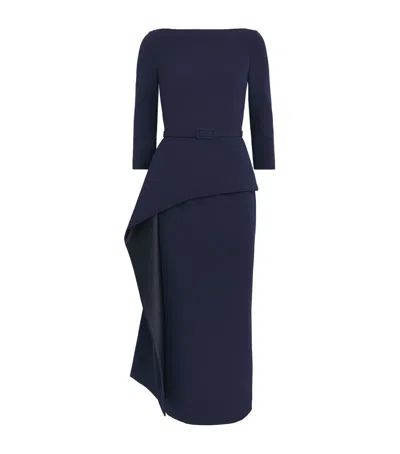 Safiyaa Ruffle Peplum Midi Dress In Navy