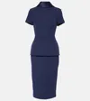 SAFIYAA SATIN-TRIMMED CREPE MIDI DRESS