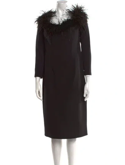 Pre-owned Safiyaa Scoop Neck Knee-length Dress In Black
