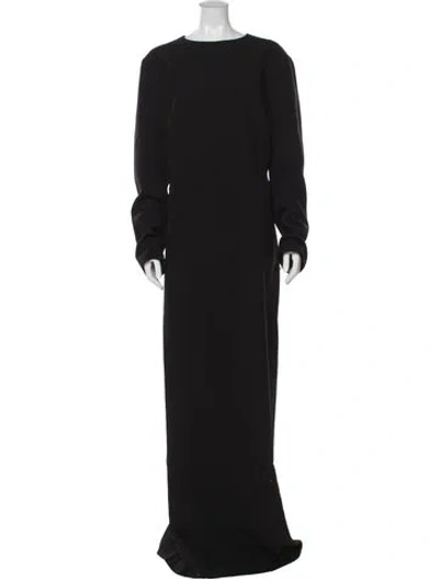 Pre-owned Safiyaa Scoop Neck Long Dress In Black