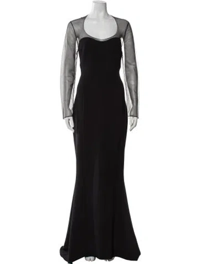 Pre-owned Safiyaa Scoop Neck Long Dress In Gray