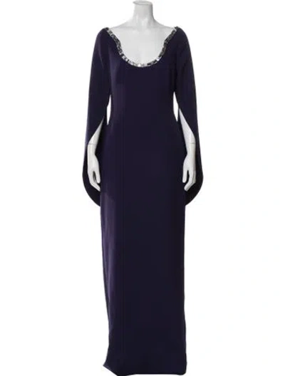 Pre-owned Safiyaa Scoop Neck Long Dress In Multi