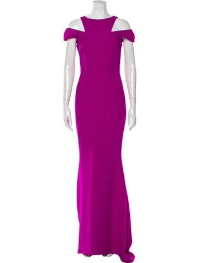 Pre-owned Safiyaa Scoop Neck Long Dress In Purple