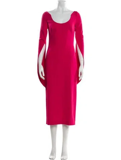 Pre-owned Safiyaa Scoop Neck Long Dress In Red