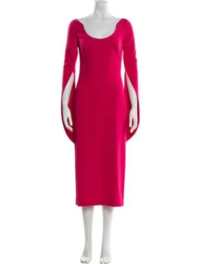 Pre-owned Safiyaa Scoop Neck Long Dress In Red