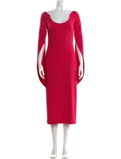 Pre-owned Safiyaa Scoop Neck Long Dress In Red