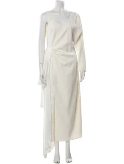 Pre-owned Safiyaa Scoop Neck Long Dress In White