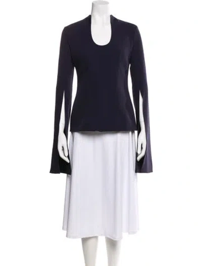 Pre-owned Safiyaa Scoop Neck Long Sleeve Top W/ Tags In Blue