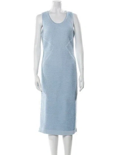 Pre-owned Safiyaa Scoop Neck Midi Length Dress In Blue
