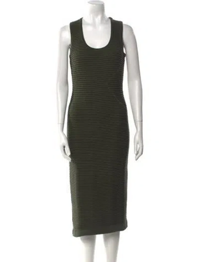 Pre-owned Safiyaa Scoop Neck Midi Length Dress In Green