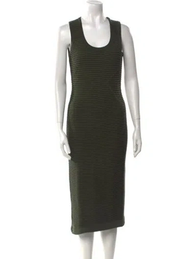 Pre-owned Safiyaa Scoop Neck Midi Length Dress In Green