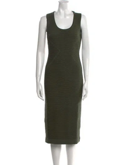 Pre-owned Safiyaa Scoop Neck Midi Length Dress In Green