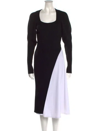 Pre-owned Safiyaa Scoop Neck Midi Length Dress W/ Tags In Black