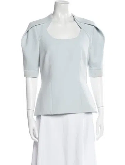 Pre-owned Safiyaa Scoop Neck Short Sleeve Crop Top In Blue
