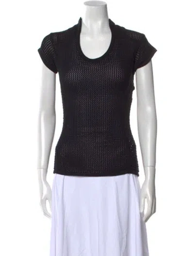 Pre-owned Safiyaa Scoop Neck Short Sleeve Top W/ Tags In Black