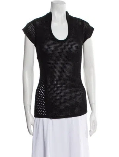 Pre-owned Safiyaa Scoop Neck Short Sleeve Top W/ Tags In Black