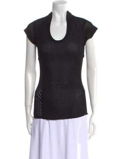 Pre-owned Safiyaa Scoop Neck Short Sleeve Top W/ Tags In Black