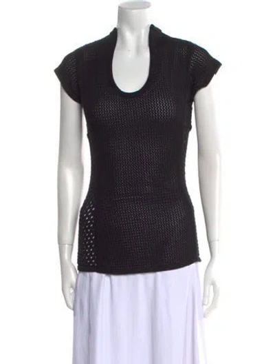 Pre-owned Safiyaa Scoop Neck Short Sleeve Top W/ Tags In Black