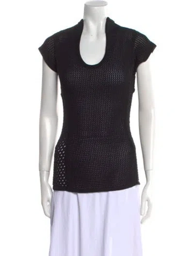 Pre-owned Safiyaa Scoop Neck Short Sleeve Top W/ Tags In Black