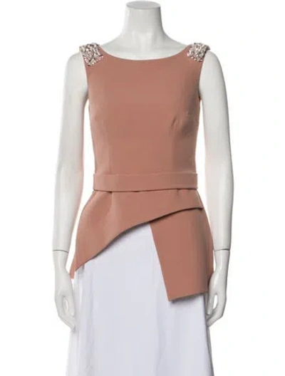 Pre-owned Safiyaa Scoop Neck Sleeveless Crop Top In Neutral