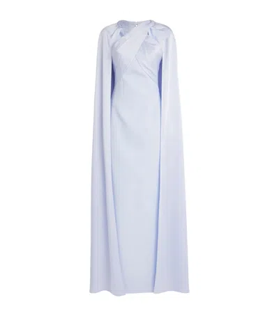 Safiyaa Silk Ayse Cape Gown In Blue
