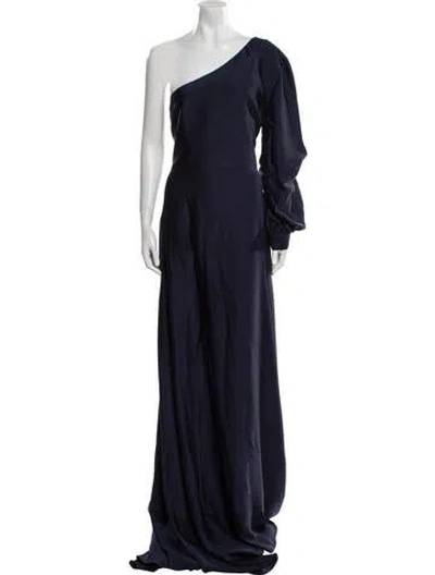 Pre-owned Safiyaa Silk Long Dress In Blue