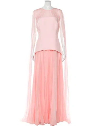 Pre-owned Safiyaa Silk Long Dress In Pink