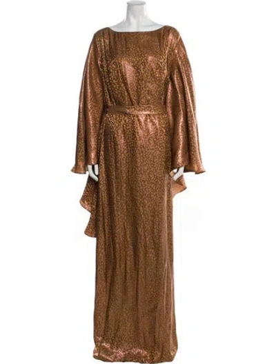 Pre-owned Safiyaa Silk Long Dress W/ Tags In Brown