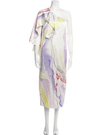 Pre-owned Safiyaa Silk Long Dress In White