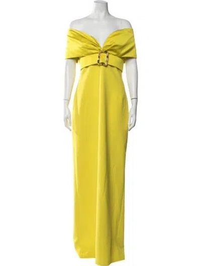 Pre-owned Safiyaa Silk Long Dress In Yellow