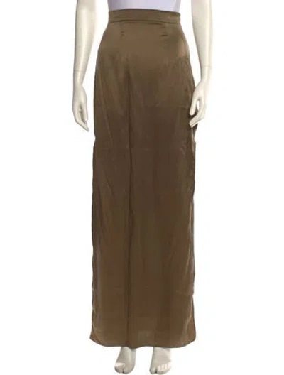 Pre-owned Safiyaa Silk Long Skirt In Brown