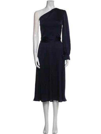 Pre-owned Safiyaa Silk Midi Length Dress In Blue