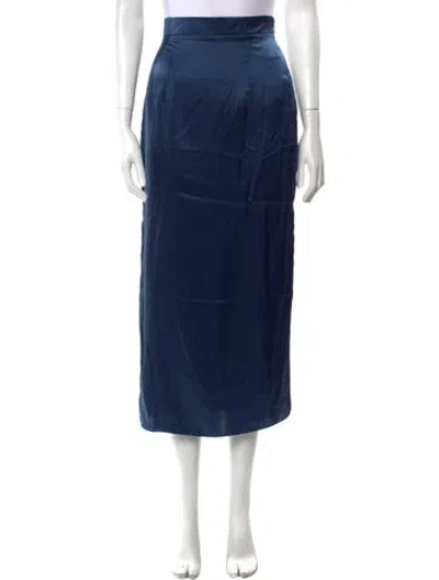 Pre-owned Safiyaa Silk Midi Length Skirt In Blue