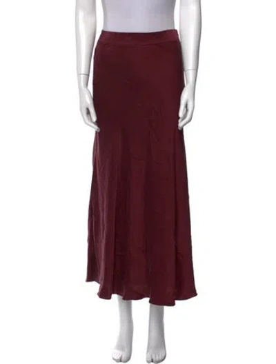 Pre-owned Safiyaa Silk Midi Length Skirt In Burgundy